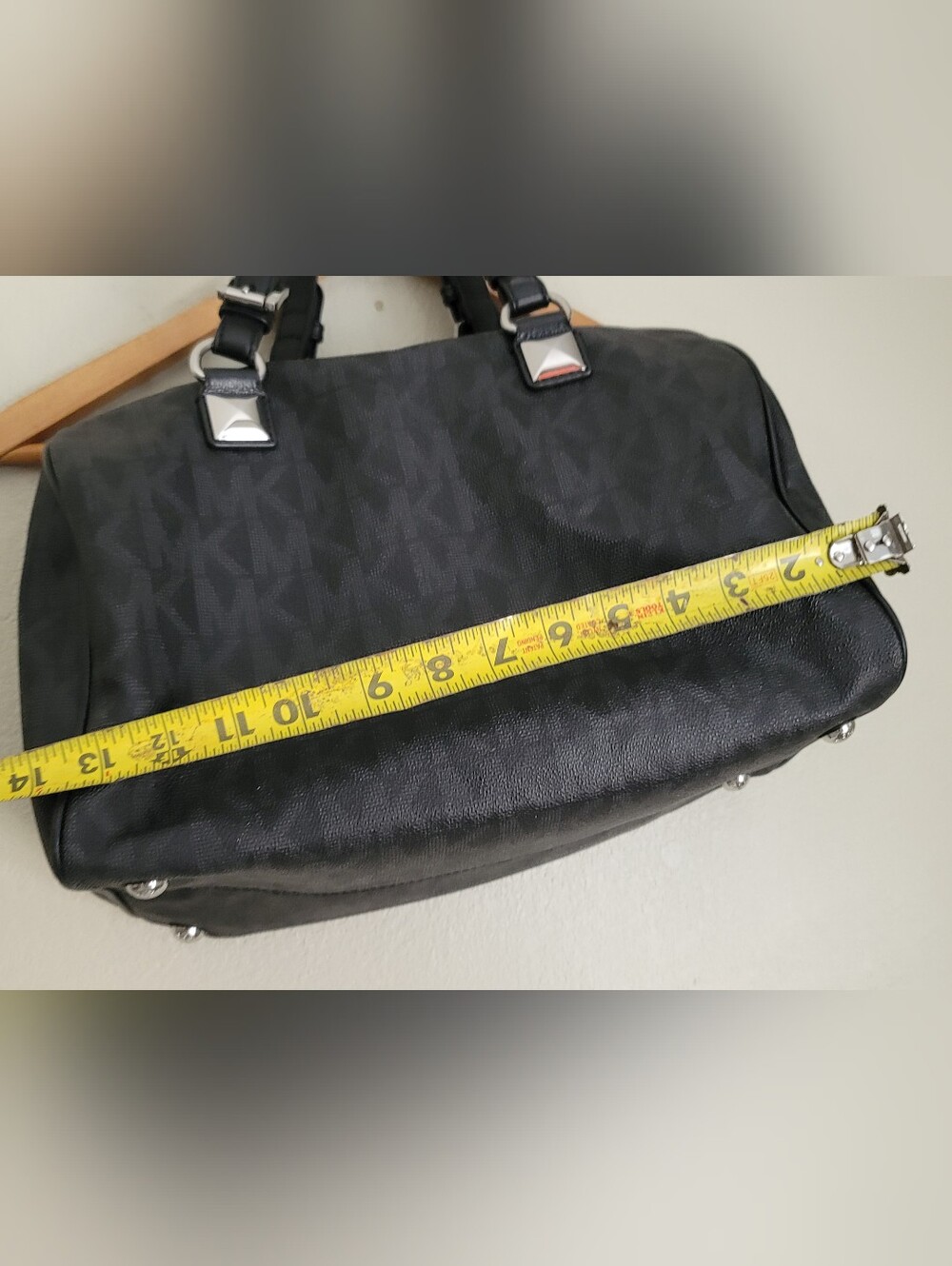 Michael Kors Black Logo-Print Duffel with Silver Accents - Picture 10 of 15